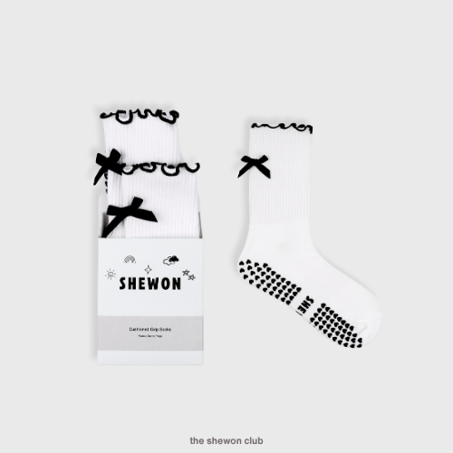 Classic Bow Pilates Crew Grip Socks