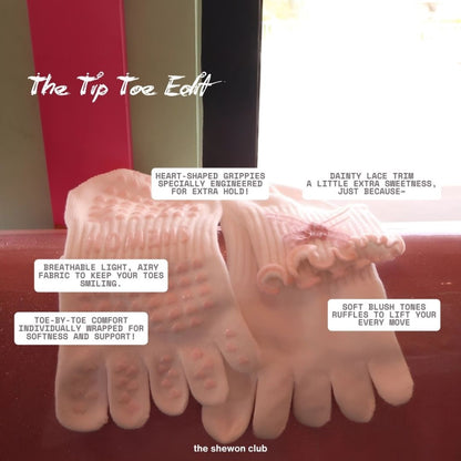 Pink Lace Bow Toe Grip Socks